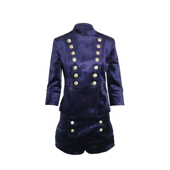 Balmain Jackets & Blazers - Pierre Balmain Military Blazer and Shorts Set in Blue Velvet